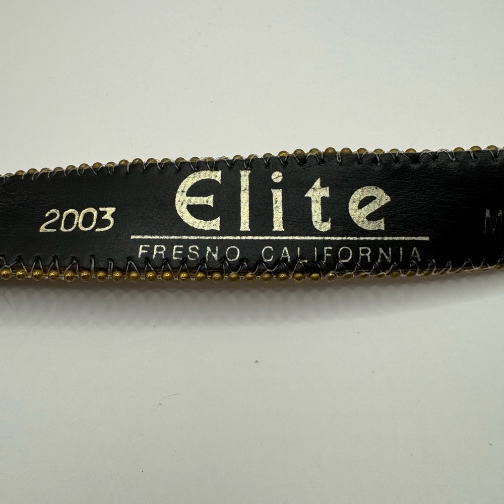 Vintage Belt Multi-colored Woven Pattern & Gold Metallic Beaded Edging - Small - Picture 3 of 6